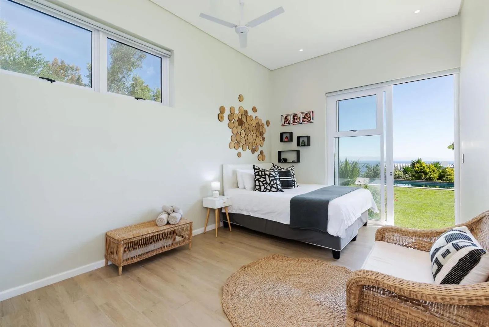 Bedroom opening directly onto the lawn