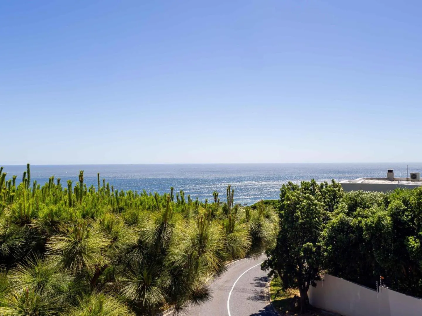 The coastline and sea from the villa's upper level