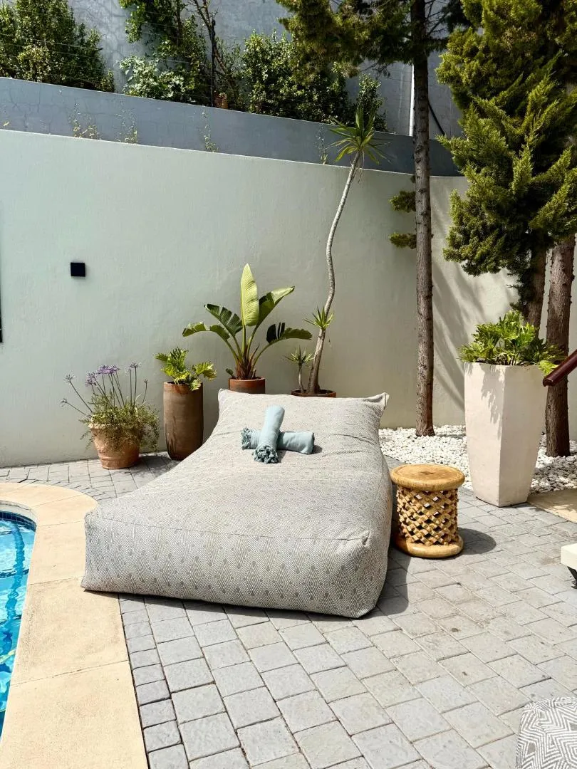 Planted courtyard with beanbag seating