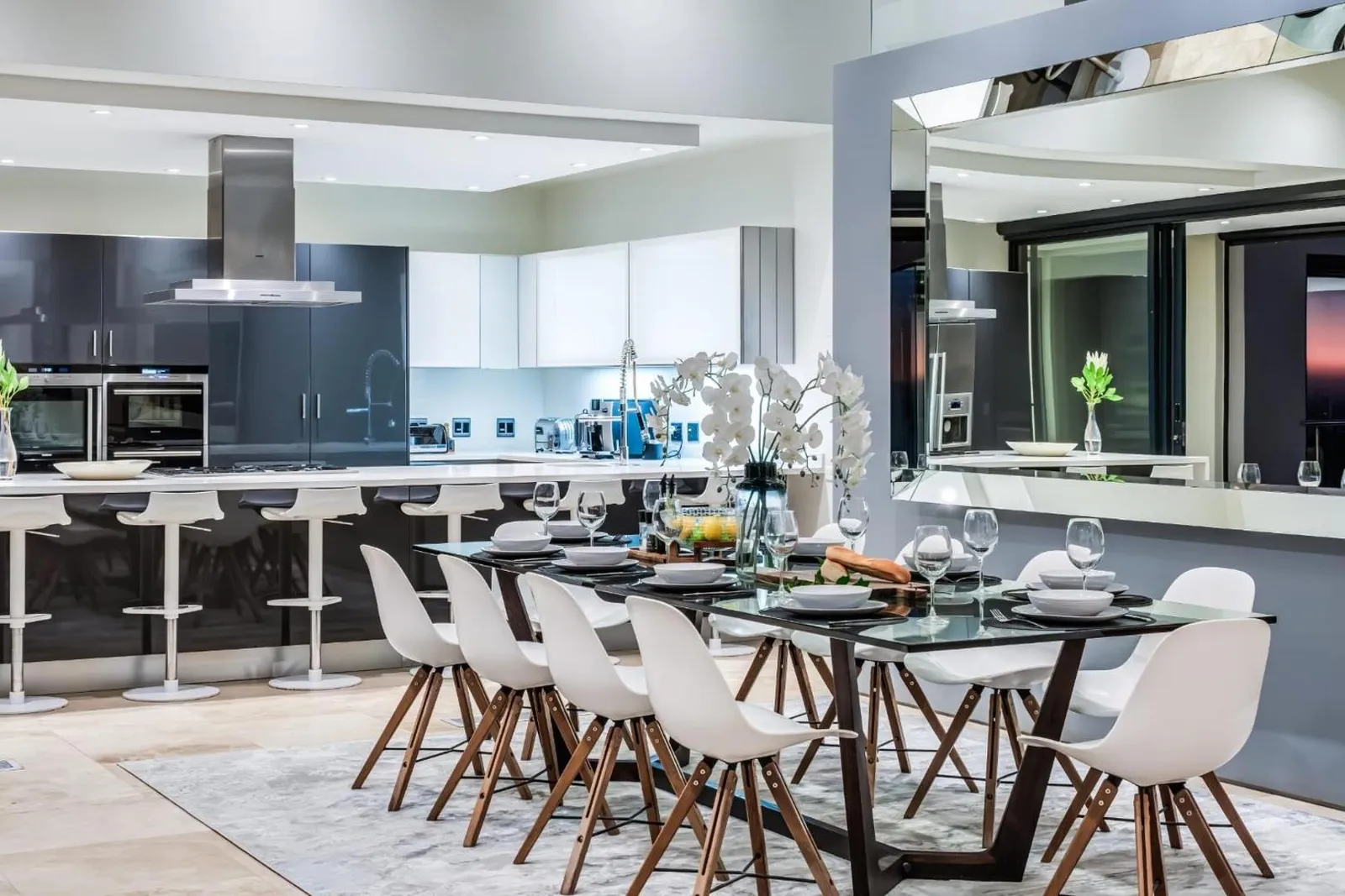 Kitchen and dining area with terrace access
