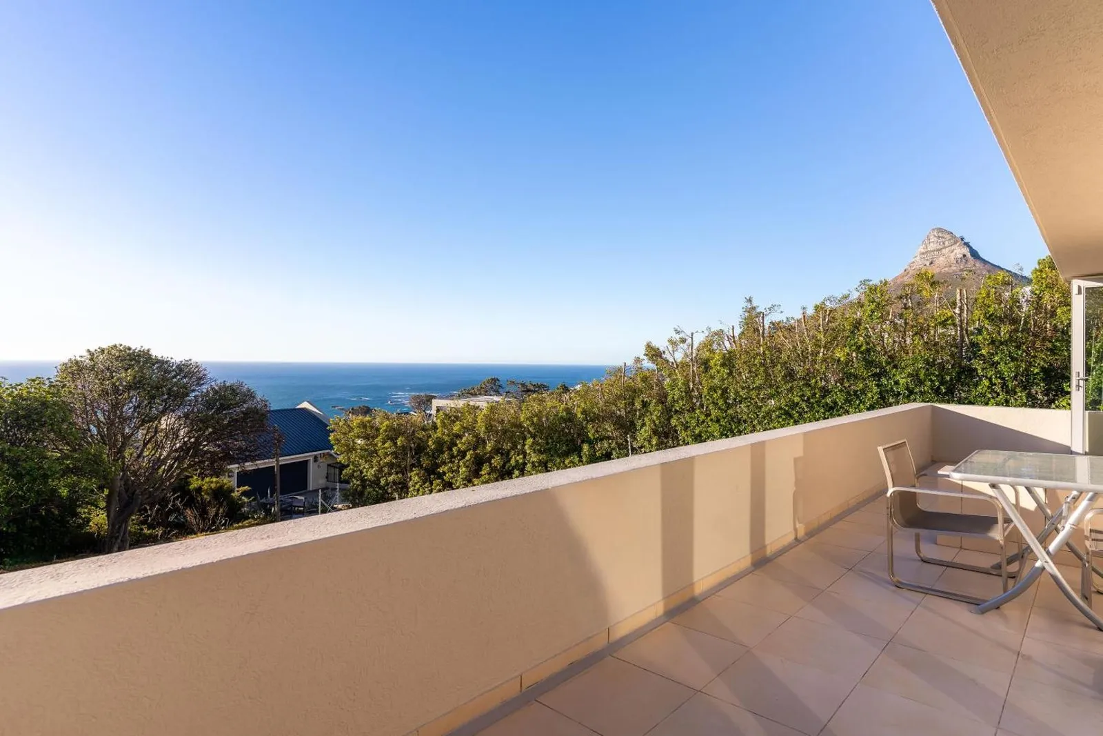Terrace looking out to the ocean and Lion's Head
