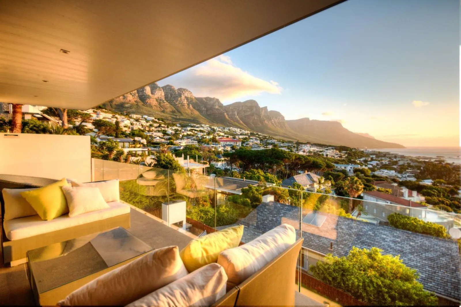 Terrace lounge seating facing the Twelve Apostles